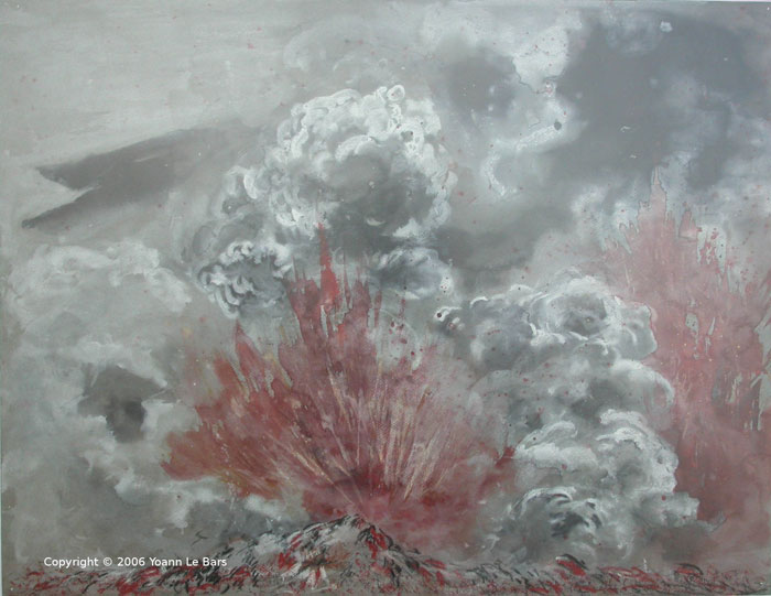 Painting of a volcano